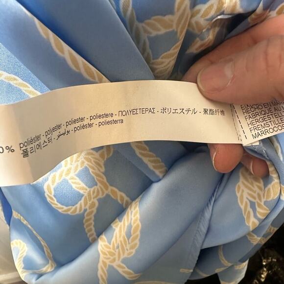 Zara Baby Blue Rope Print Long Sleeve Blouse‎ NWT Size Medium - Picture 4 of 5